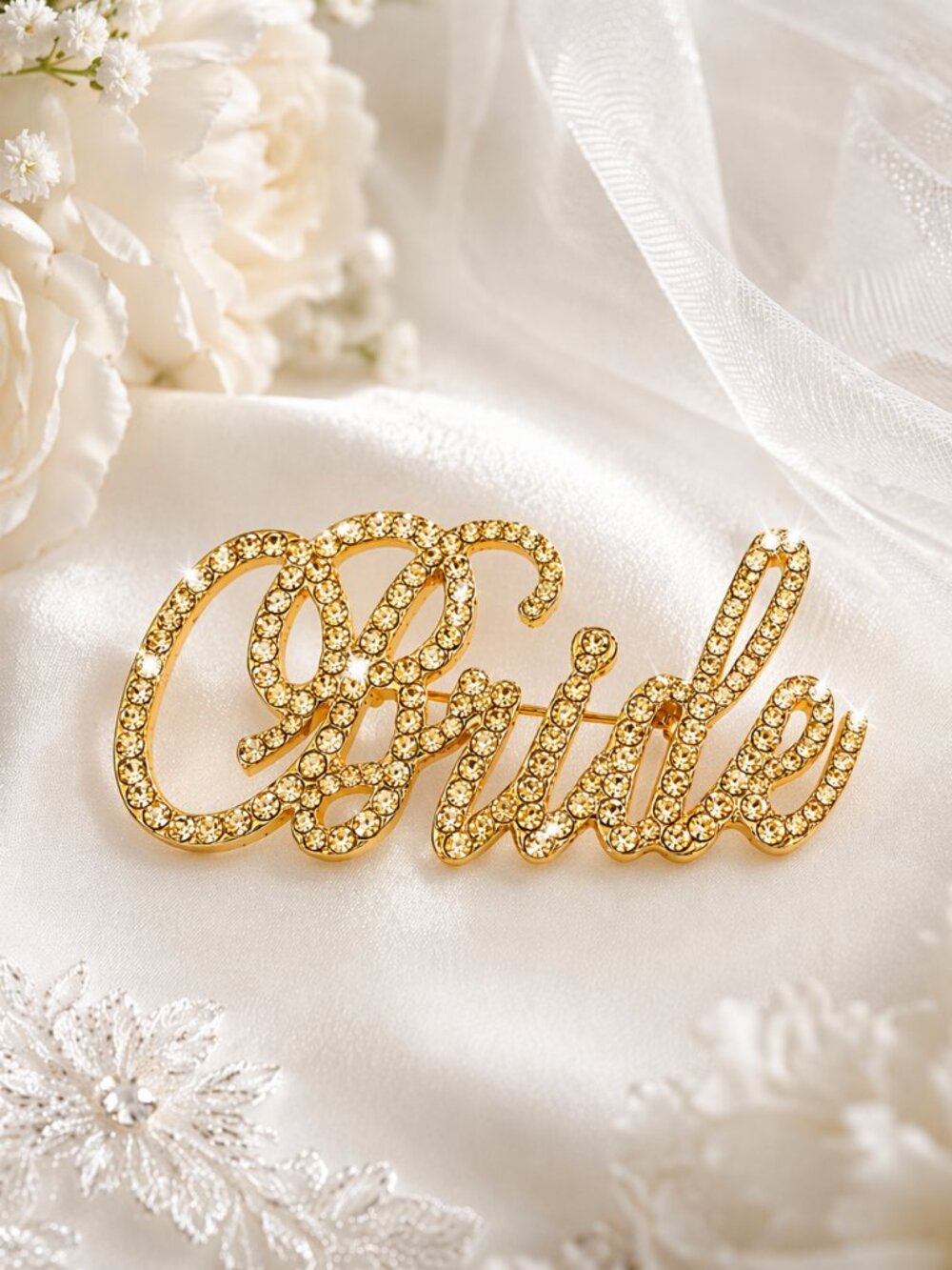 Unik Occasions Bride Rhinestone Pin in Gold